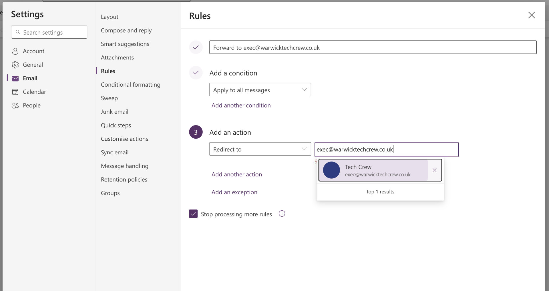 Forwarding Rule Image