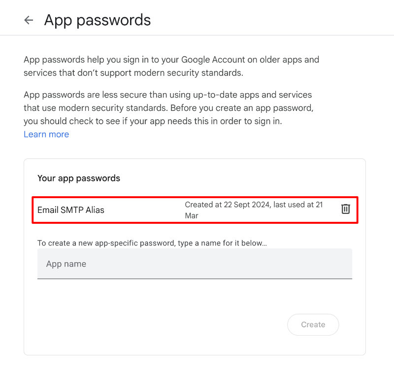 Google App Passwords