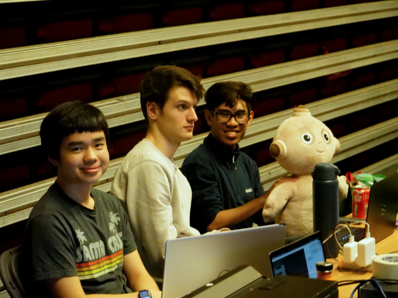 Makka Pakka doing tech at the CU Weekend Away