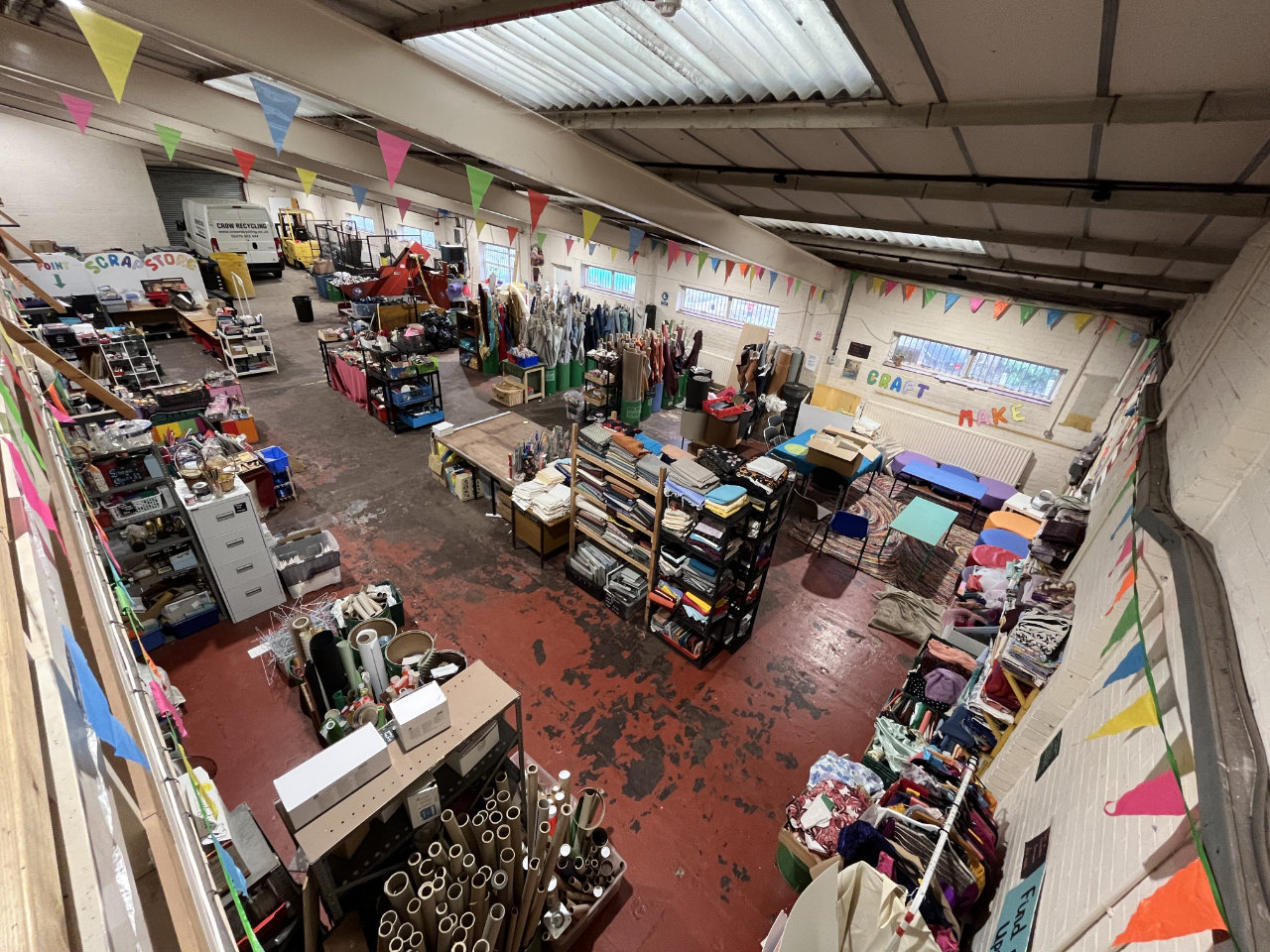 View of The Scrapstore from the balcony